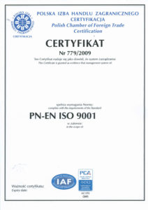 Certyfikat ISO 9001 Certyfikat ISO 9001
